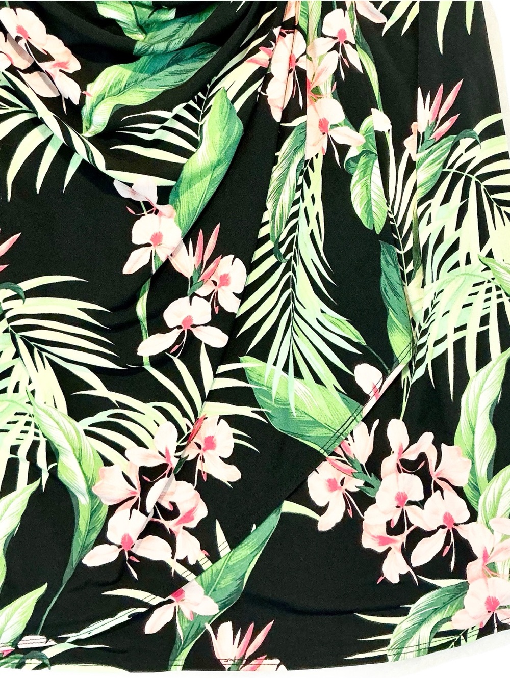 Tommy Bahama Black Halter Dress with Pink Floral & Green Leaves - Picture 4 of 5